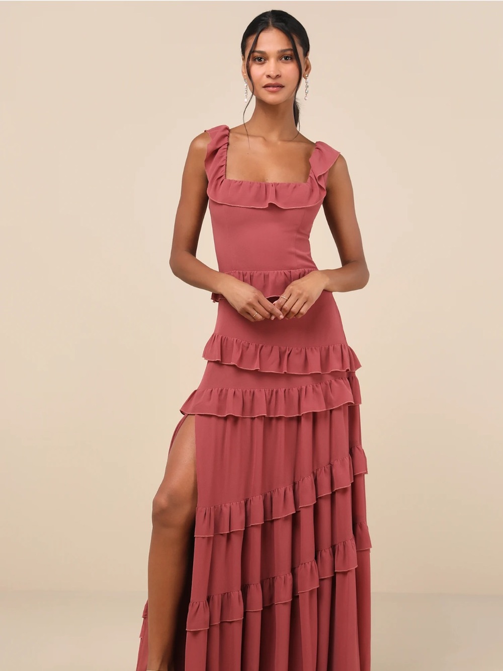 Lulu's Rose Ruffle Tiered Maxi Dress